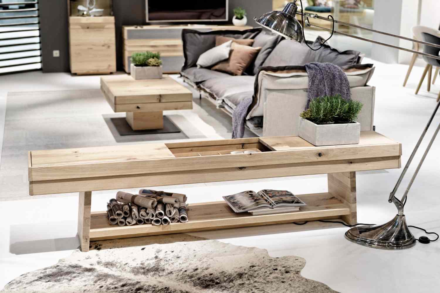 Table de salon design en bois convertible organo au design allemand