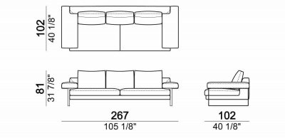 Dimensions 3 seater sofa- 3 cushions (018605)