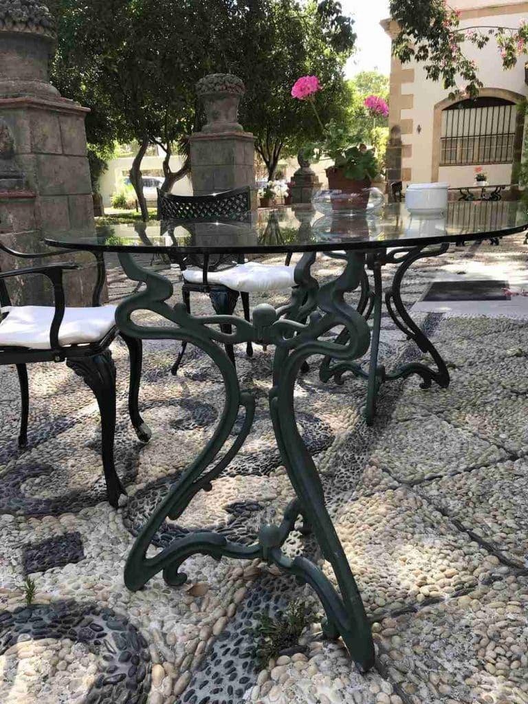 Outdoor furniture at the Duques de Medinaceli Hotel