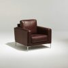 Auteuil marron - fauteuil une place haut de gamme en cuir de grande qualité - vue d'angle - design français par Bernard Masson