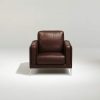 Auteuil marron - fauteuil une place haut de gamme en cuir de grande qualité - vue de face - design français par Bernard Masson