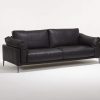 Beaubourg - canapé haut de gamme en cuir noir - vue d'angle - design et fabrication française par Pascal Daveluy