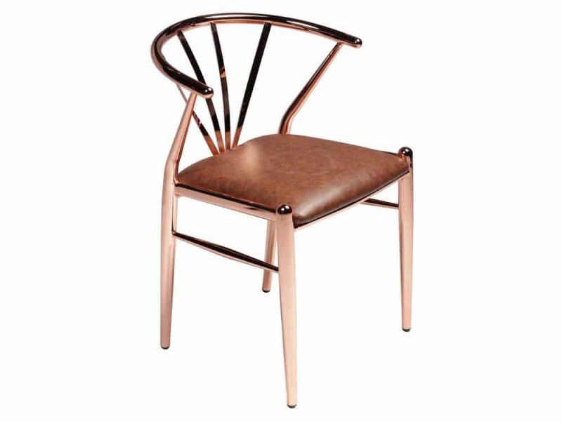 Chaise design scandinave en metal placage cuivre