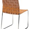 Chaises design Scandinave style Danois en cuir orange tressé avec assise et dossier tréssés