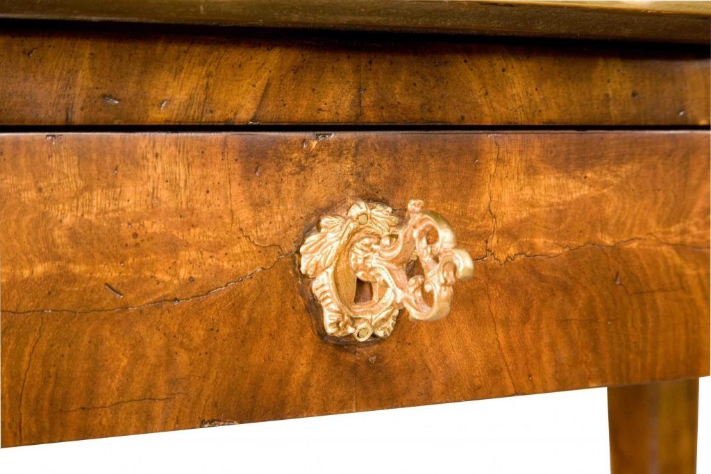 Regency style writing table with lock in solid oak