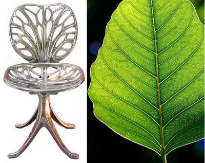 Nervure organic design chair in molten aluminium