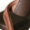 Vue arrière du dossier de chaise design en cuir marron et noyer du designer allemand Martin Ballendat