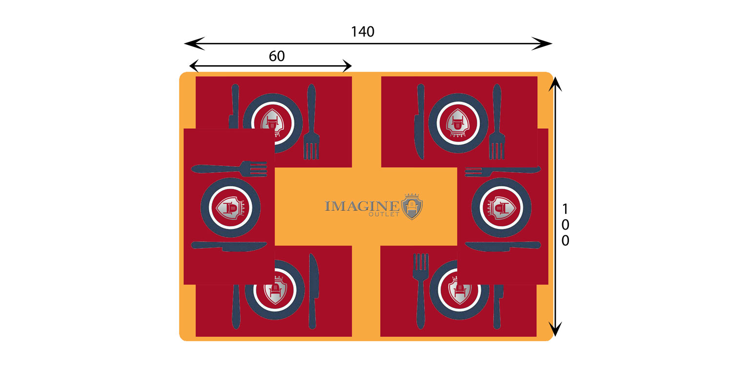 Table rectangulaire 140 cm de diamètre avec 6 convives (60x35 par convive)