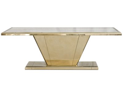 Haute couture table in solid brass and marble