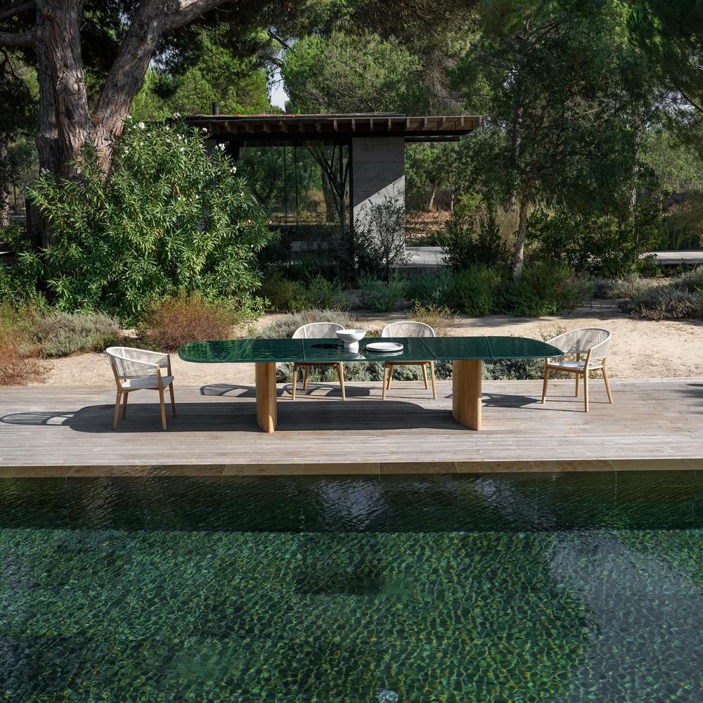 Outdoor dining table in teak and textured glass REGALIZ by Royal Botania 5