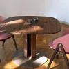 Table repas ronde en chene ou noyer massif fabrication allemande 11
