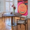 Table repas ronde en chene ou noyer massif fabrication allemande 12