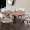 Table repas ronde en chene ou noyer massif fabrication allemande 6