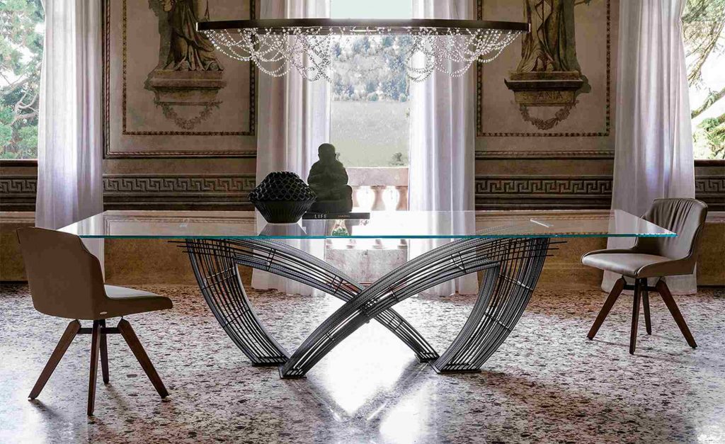 Table verre luxe Hystrix design italien