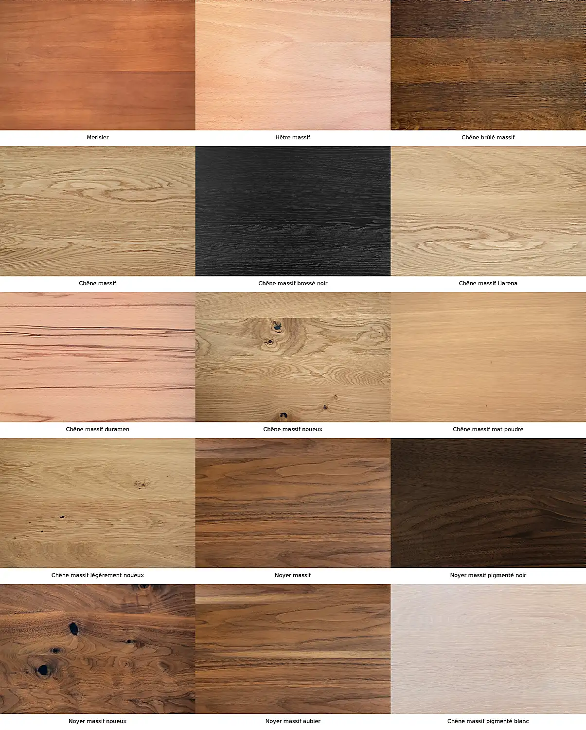 Types/Essences de bois pour tables de repas en bois massif