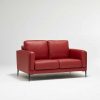 Red leather designer sofa made in France