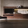 meuble TV (home cinéma) luxe et design disponible en noyer ou chêne - vue de face